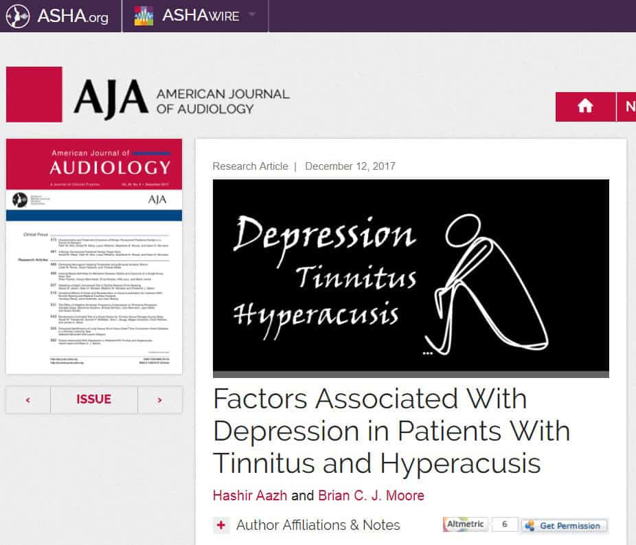 americal journal of audiology - depression factors